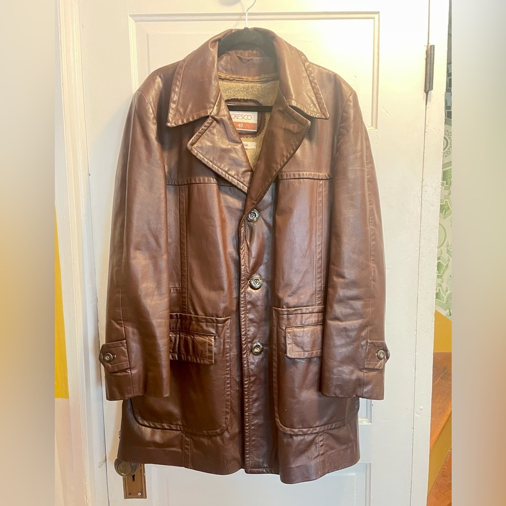 1960s CRESCO BY PURITAN Unisex (Men's) BROWN LEATHER JACKET